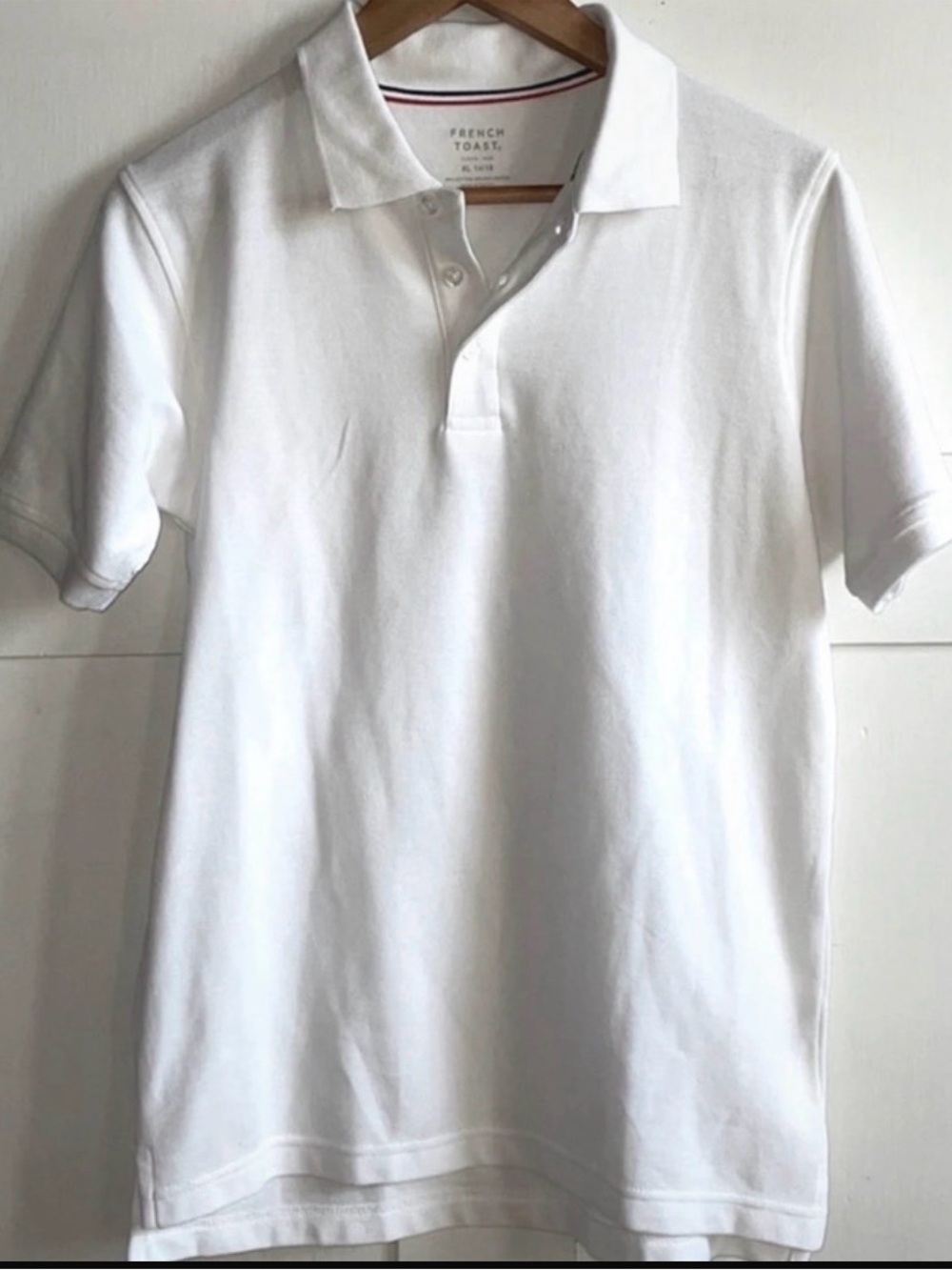 French Toast White Polo Shirt with Collar Trim Size XL Boys 14 16